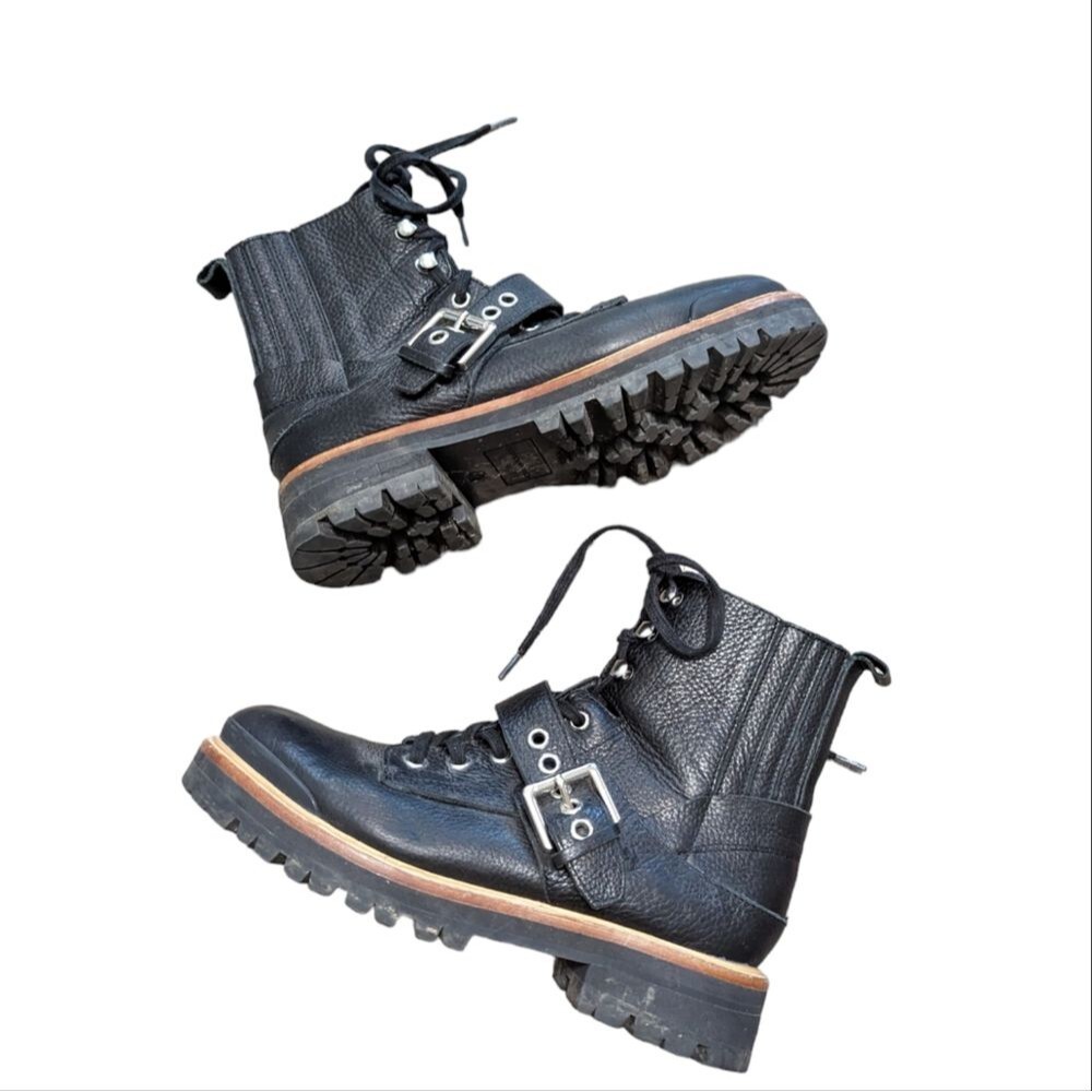 Sigerson Morrison lace up leather combat boots size 7 gothic, punk